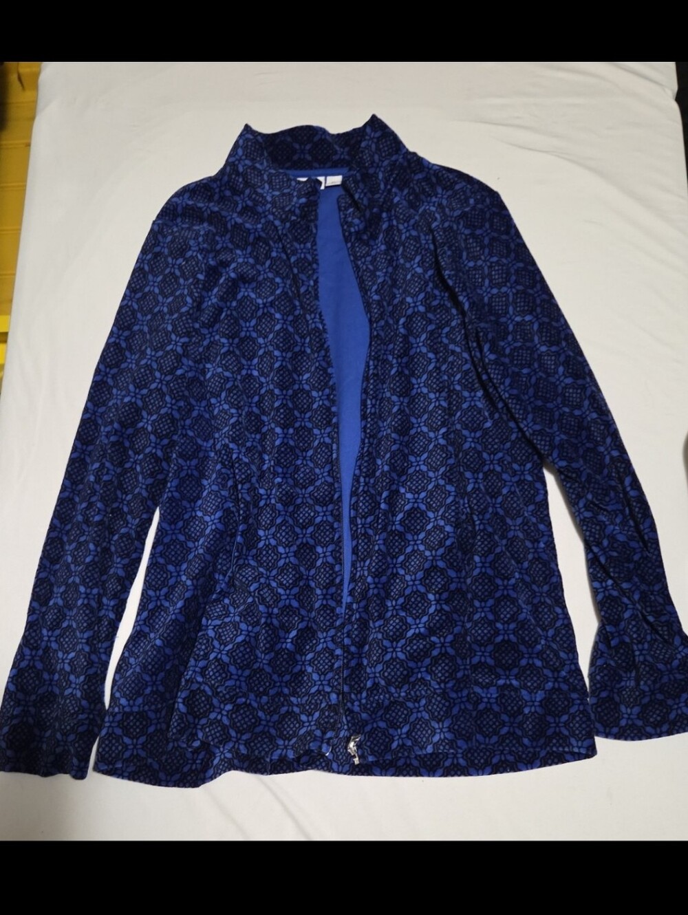 Kim rogers Women's petite large blue design zipper jacket #16